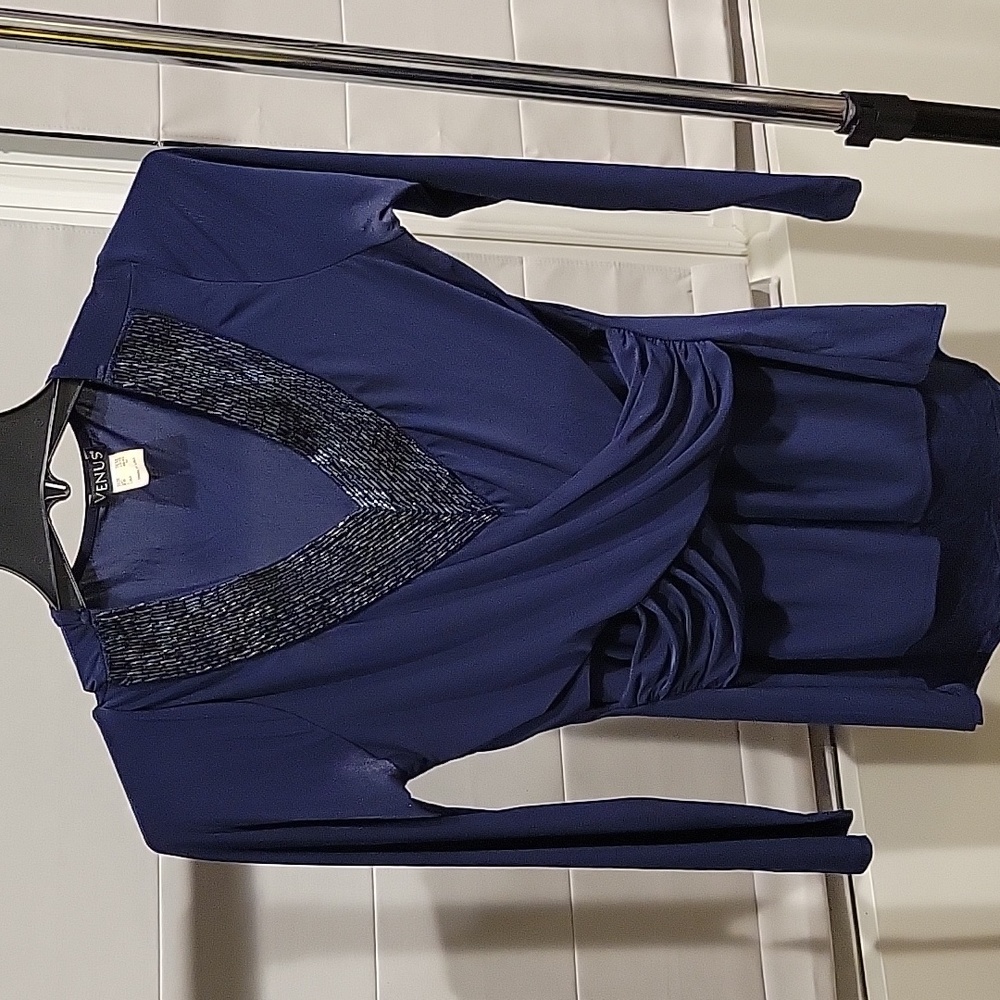 Venus Navy beaded top Medium